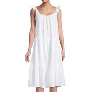 4Our Dreamers White Cotton Midi Tiered Slip Dress NWT Small NEW